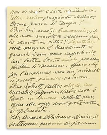 CARUSO, ENRICO. Two Autograph Letters Signed, to James OConnell (My dearest Don Giacomino or Dear Don Giacomino), in Italian.